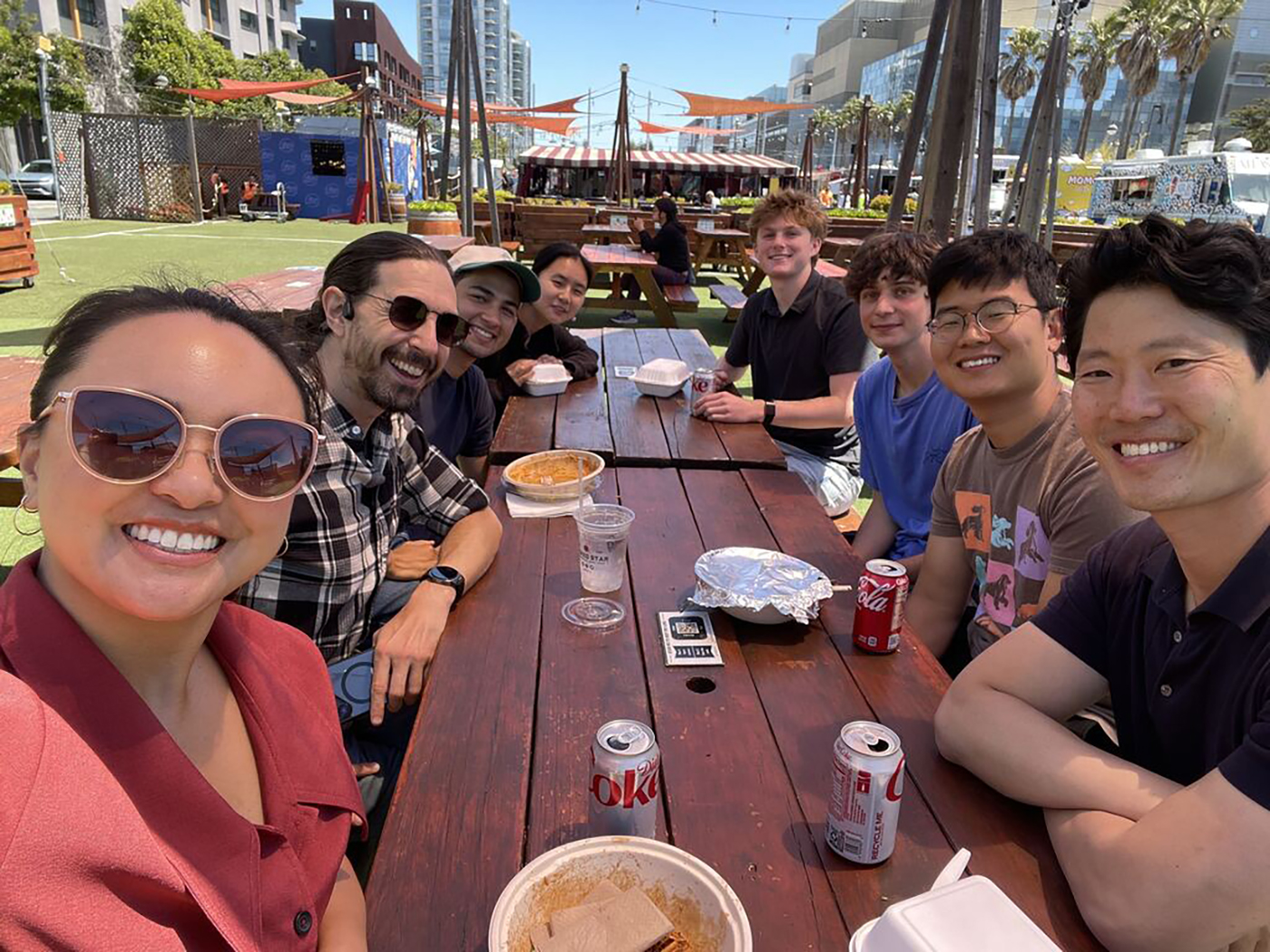 Group at picnic table