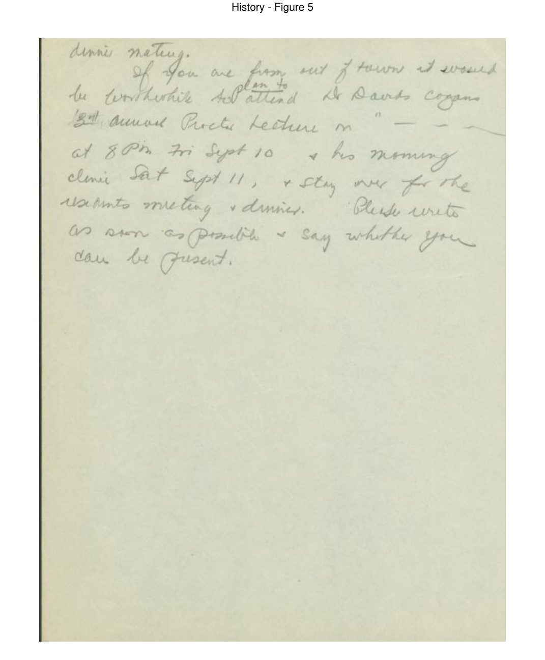 Archival document scan of handwritten notes for Dr. Hogan's formal letter to U.C. eye residents, including a resident list (page 2) from the 1948 founding of the University of California Eye Residents Association.