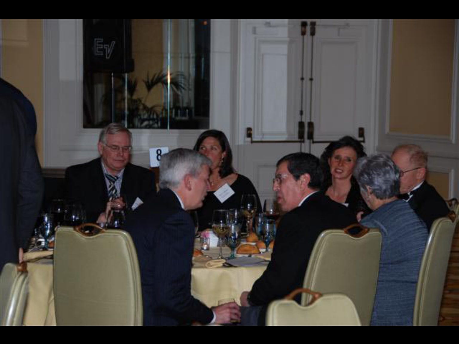 Archival photograph 85 from the (part two) from the 2009, 50th reunion of the Frederick C. Cordes Eye Society provided by Greer Geiger, M.D., showing Frederick C. Cordes Eye Society members at a reunion or banquet event.