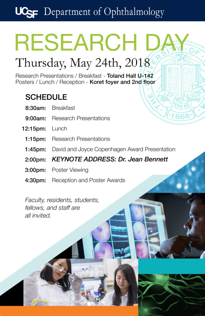 Event schedule for UCSF Research Day 2018.
